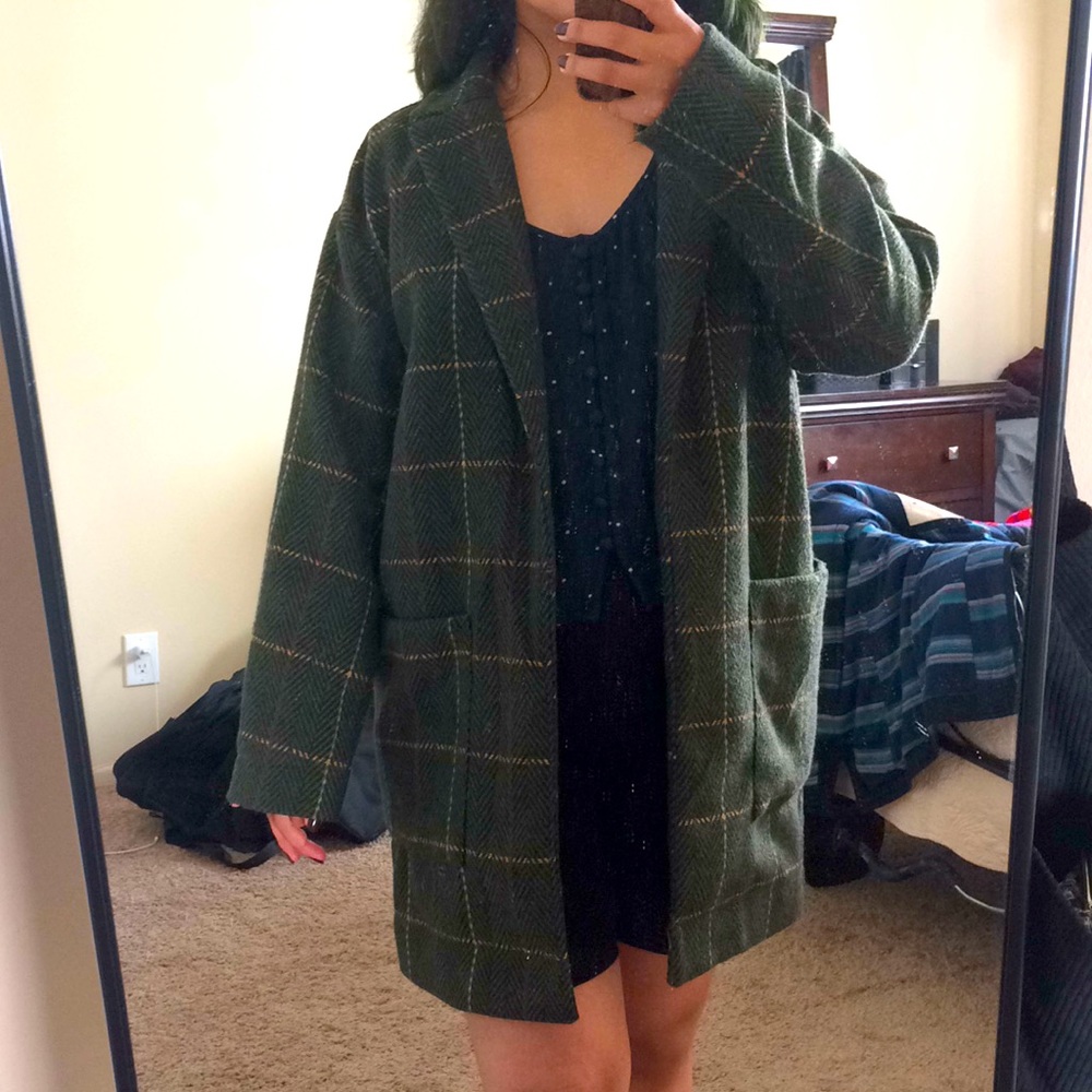 Plaid wool coat